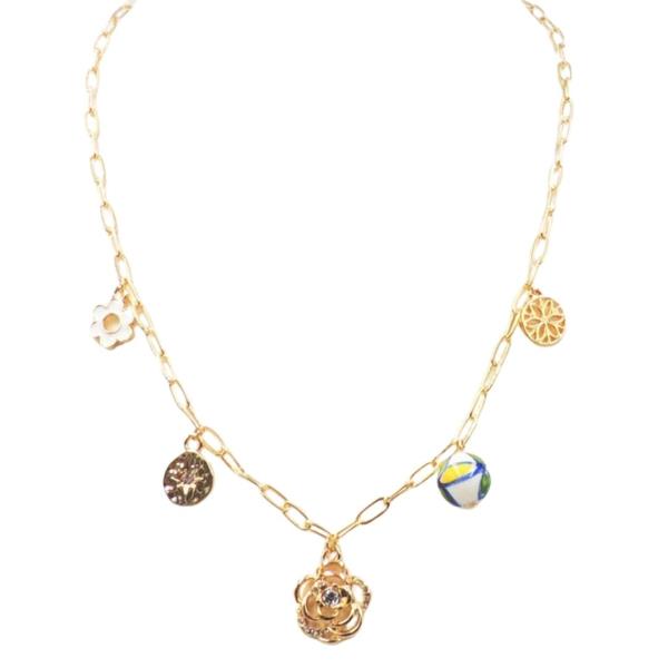 FLOWER MULTI CHARM NECKLACE