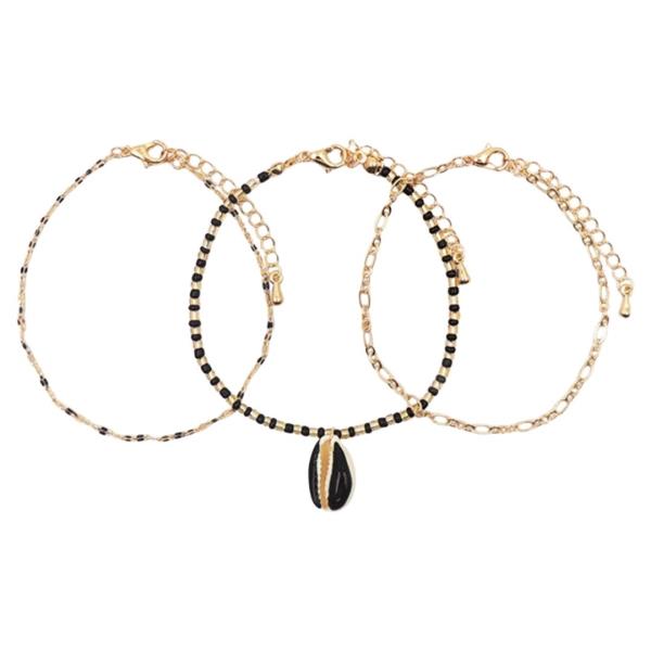 EPOXY SHELL CHARM CHAIN BRACELET SET