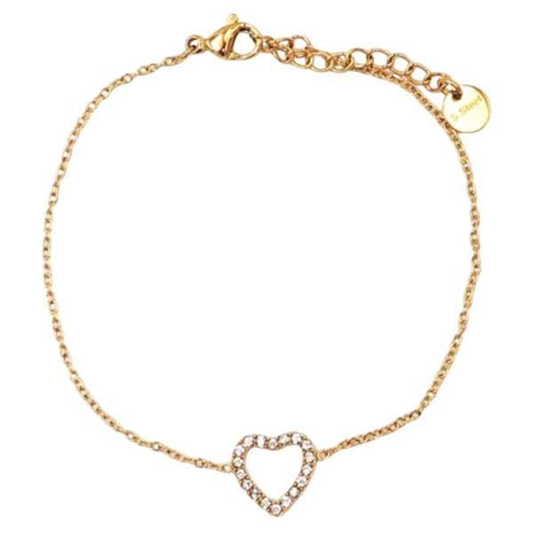 RHINESTONE PAVE HEART CHAIN BRACELET