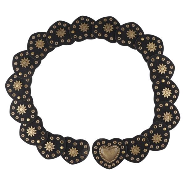 Y2K WESTERN HEART SHAPE STUDDED STAR PATTERN SNAP BELT