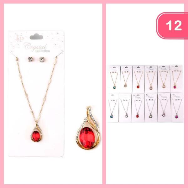 RHINESTONE PENDANT NECKLACE (12 UNITS)