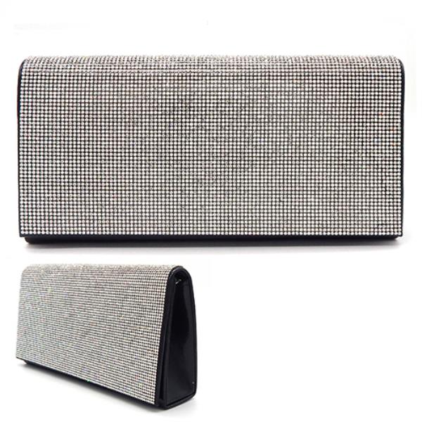RHINESTONE FLAP CLUTCH BAG