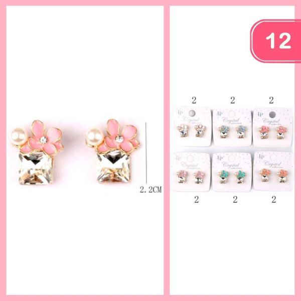 FLOWER POST EARRINGS (12 UNITS)