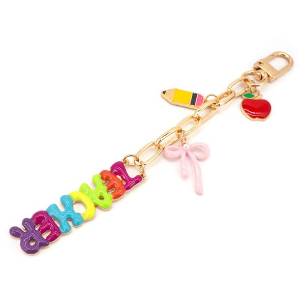 TEACHER PENCIL RIBBON BAG CHAIN KEYCHAIN