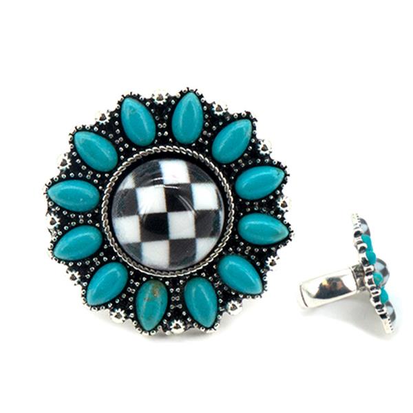 WESTERN STYLE CHONCHO TQ STONE WIDE RING