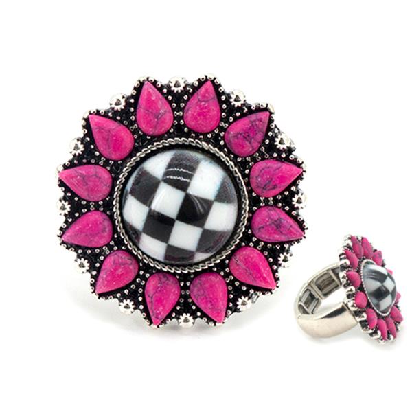WESTERN STYLE CHONCHO TQ STONE WIDE RING