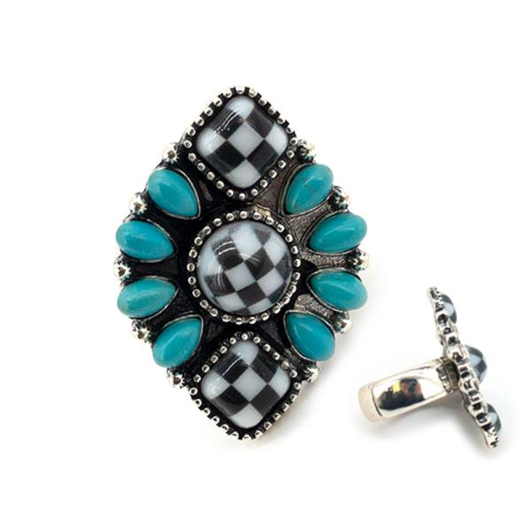 WESTERN STYLE CHONCHO TQ STONE WIDE RING