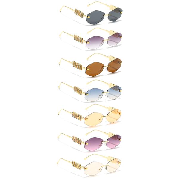 GEOMETRIC SIDE RHINESTONE SUNGLASSES 1DZ