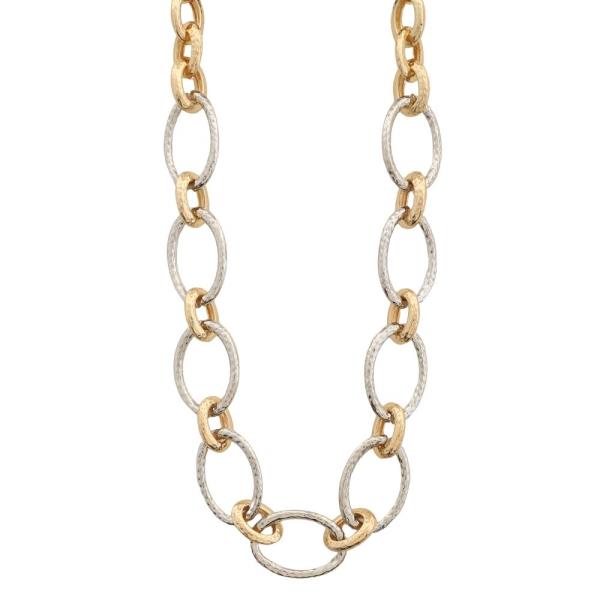 TWO TONE OVAL LINK CHAIN NECKLACE