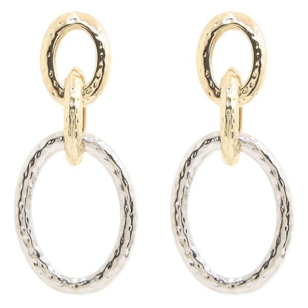 TWO TONE OVAL LINK DROP EARRING