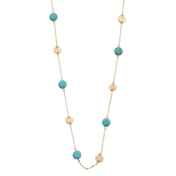 TQ STONE METAL ROUND STATION NECKLACE