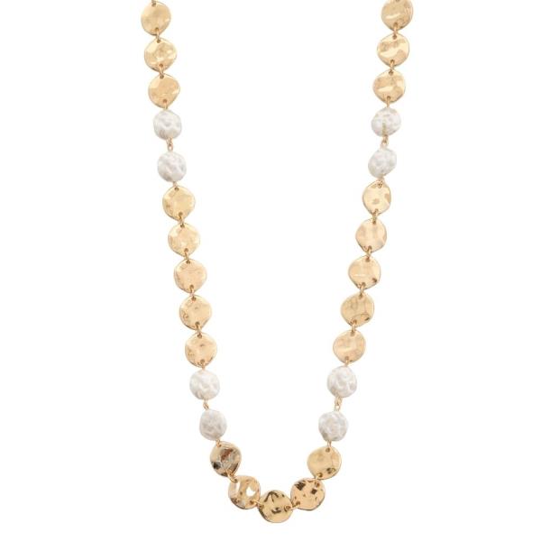 HAMMERED TWO TONE METAL ROUND CHAIN NECKLACE
