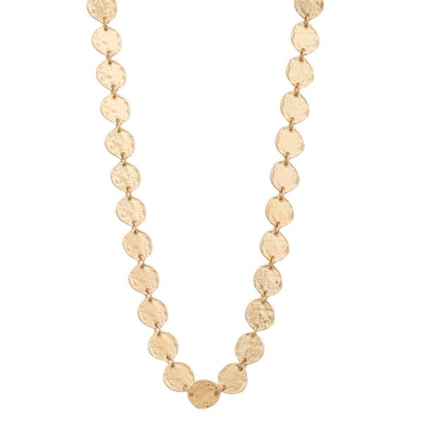 HAMMERED TWO TONE METAL ROUND CHAIN NECKLACE