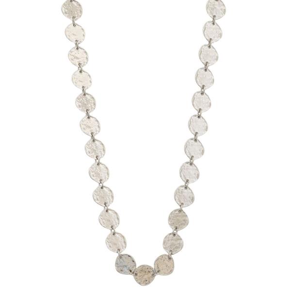 HAMMERED TWO TONE METAL ROUND CHAIN NECKLACE