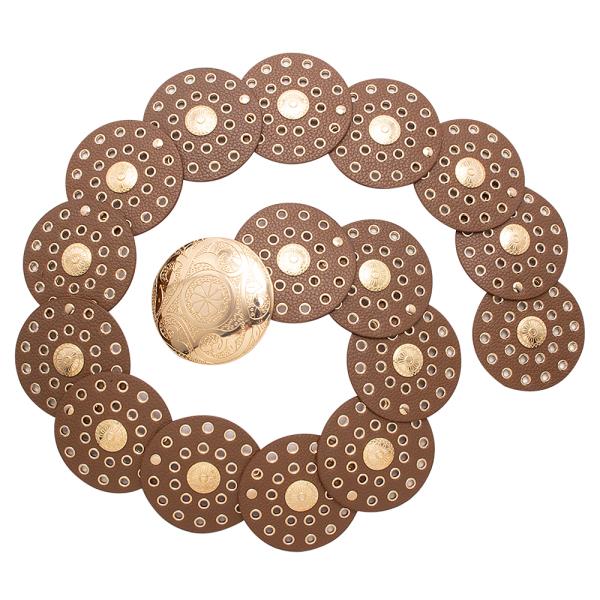 Y2K FAUX LEATHER ROUND CONCHO METAL ACCENTED STATEMENT WESTERN BELT