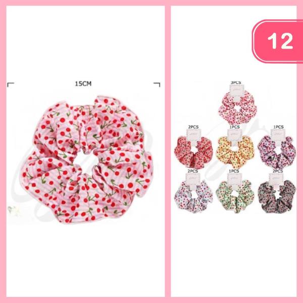 CHERRY HAIR SCRUNCHIE (12 UNITS)