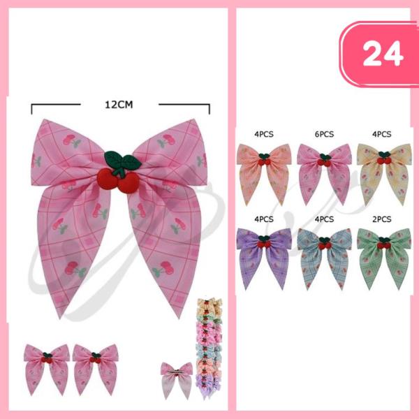 LONG TAIL CHERRY HAIR BOW PIN (12 UNITS)