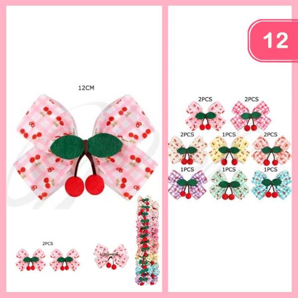 CHERRY HAIR BOW PIN (12 UNITS)