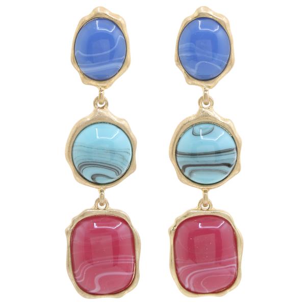 RHINESTONE RESIN MIX COLOR DROP EARRING