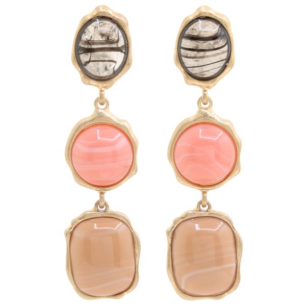 RHINESTONE RESIN MIX COLOR DROP EARRING
