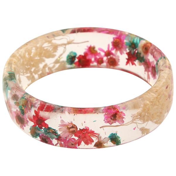 RESIN PRESSED FLOWER CLEAR BANGLE BRACELET