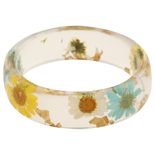 RESIN PRESSED FLOWER CLEAR BANGLE BRACELET