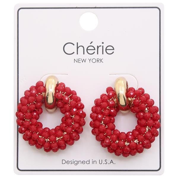 GLASS BEAD BALL ROUND POST EARRING