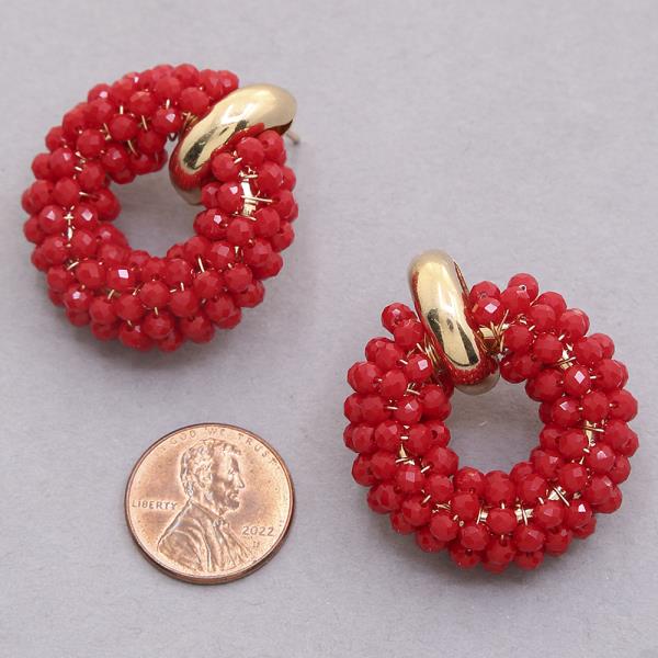 GLASS BEAD BALL ROUND POST EARRING