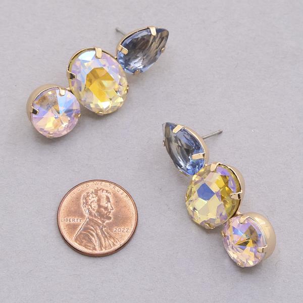 COLOR STONE MIX DROP EARRING