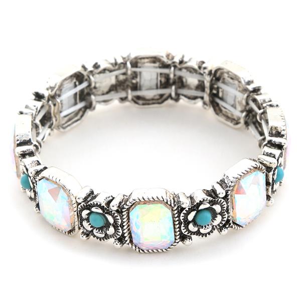 WESTERN STONE METAL STRETCH BRACELET