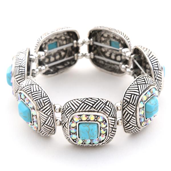 WESTERN STONE METAL STRETCH BRACELET