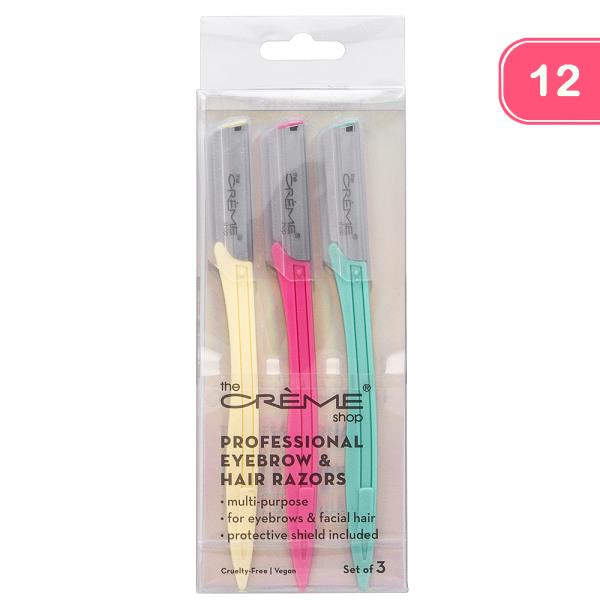 THE CREME SHOP PROFESSIONAL 3PC EYEBROW AND HAIR RAZORS (12 UNITS)