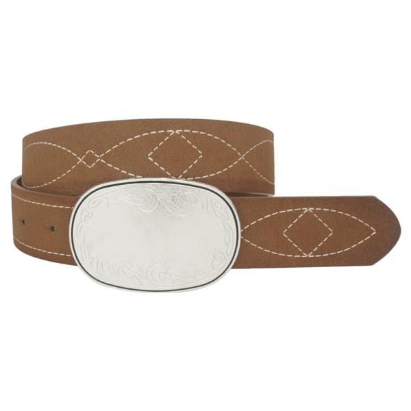 FAINTLY ETCHED STITCH DESIGNED STITCH STRAP WESTERN BELT