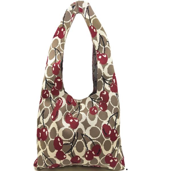 CHERRY PATTERN KNIT SHOULDER BAG