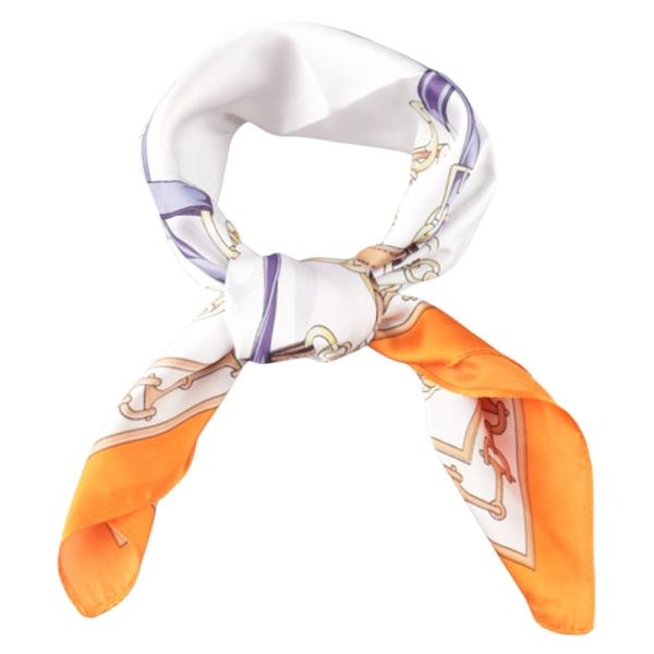 EQUESTRIAN CHAIN & STRAP PATTERN SILKY BANDANA NECK SQUARE SCARF