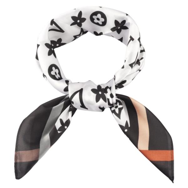 FLORAL PATTERN SILKY BANDANA NECK SQUARE SCARF
