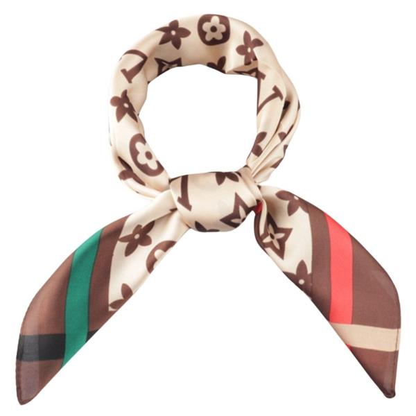 FLORAL PATTERN SILKY BANDANA NECK SQUARE SCARF