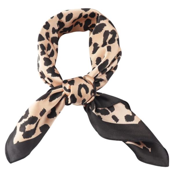 LEOPARD PATTERN SILKY BANDANA NECK SQUARE SCARF