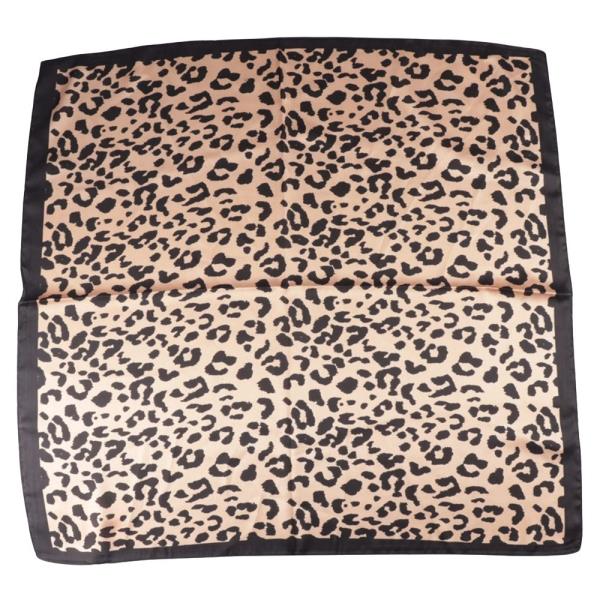 LEOPARD PATTERN SILKY BANDANA NECK SQUARE SCARF