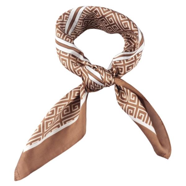 GREEK KEY CHAIN PATTERN SILKY BANDANA NECK SQUARE SCARF