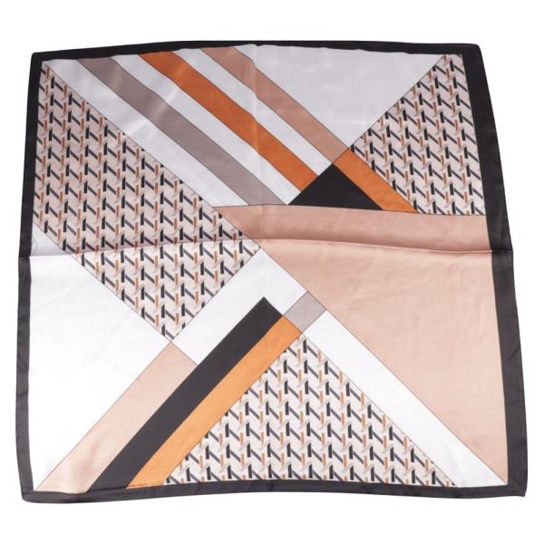 GEOMETRIC PATTERN SILKY BANDANA NECK SQUARE SCARF$