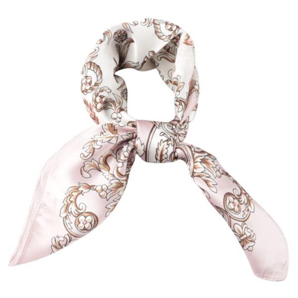 BAROQUE FLORAL BORDER PATTERN SILKY BANDANA NECK SQUARE SCARF