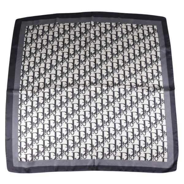 MONOGRAM PATTERN SILKY BANDANA NECK SQUARE SCARF