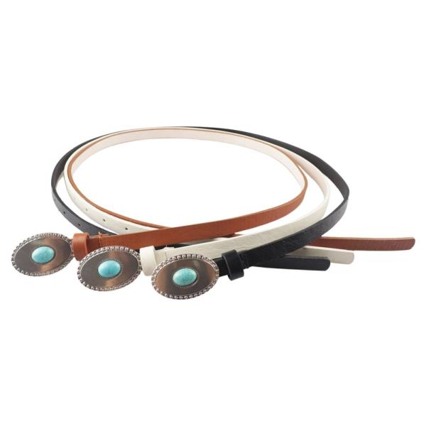 WESTERN TQ STONE BUCKLE BELT 3 PC SET