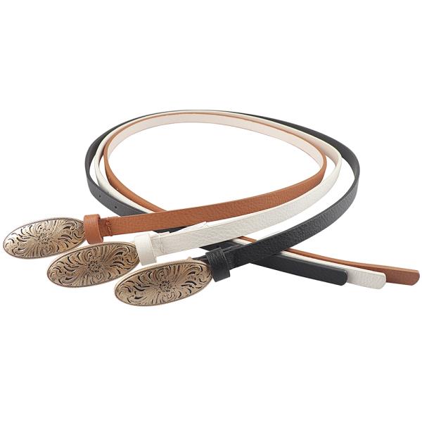 3IN1 OVAL METAL DESIGN SMOOTH BELT