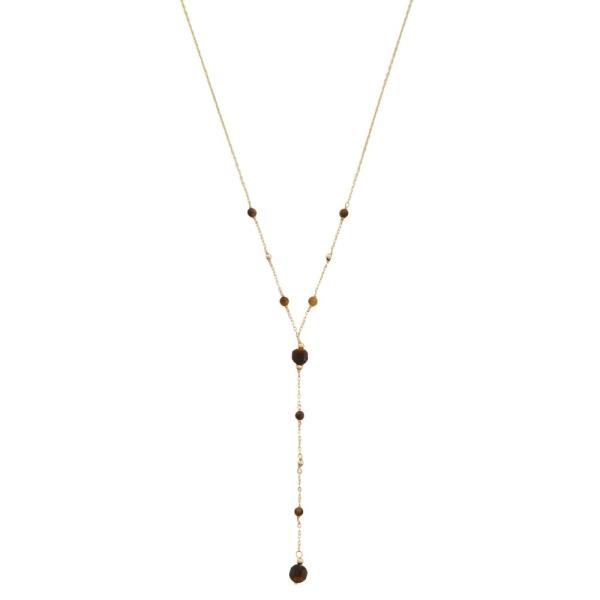 FACETED BEAD Y-LARIAT DROP NECKLACE