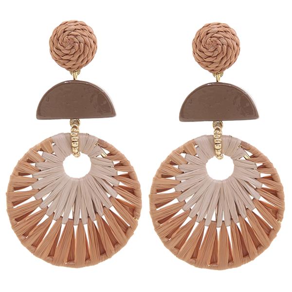 RAFFIA ROUND HALF MOON CROP EARRING