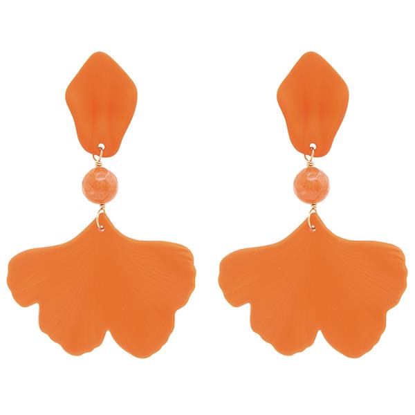 LEAF DROP EARRINGS WITH FACETED BEAD ACCENT