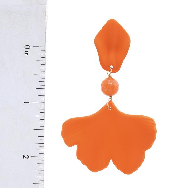 LEAF DROP EARRINGS WITH FACETED BEAD ACCENT