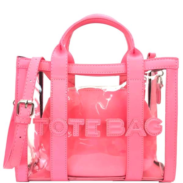 2IN1 CLEAR HANDLE TOTE BAG W ZIPPER POUCH SET